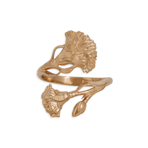 Bronze Adjustable Carnation Ring - January Birth Flower