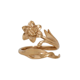 Bronze Adjustable Daffodil Ring - March Birth Flower