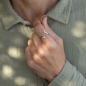 Bronze Adjustable Lily of the Valley Ring - May Birth Flower on hand
