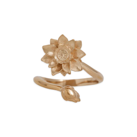 Bronze Adjustable Waterlily Ring - July Birth Flower