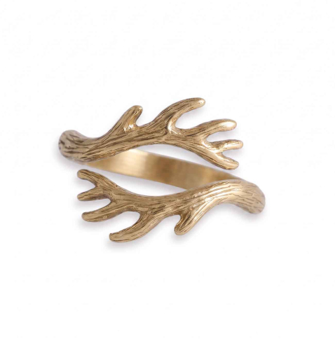Bronze Small Adjustable Antler Ring