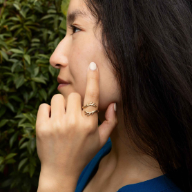 Bronze Small Adjustable Antler Ring on hand