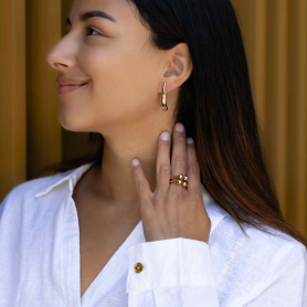 Bronze 4 Dots Adjustable Ring on model