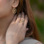 Bronze Openwork Single Daisy Ring on hand