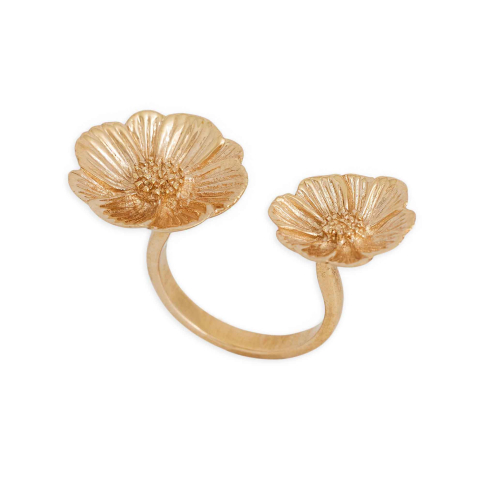 Bronze Adjustable Peony Ring
