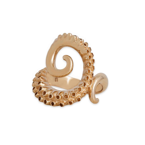 Bronze Octopus Spiral Tentacle Ring