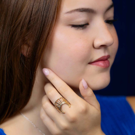 Bronze Sun Ray Ring on model