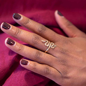 Bronze Adjustable Snake Ring on Hand