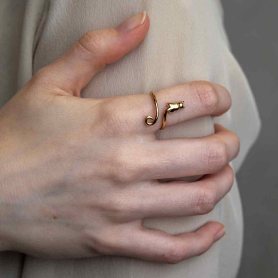 Bronze Adjustable Cat Ring on model