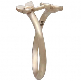 Bronze Butterfly and Flower Adjustable Ring