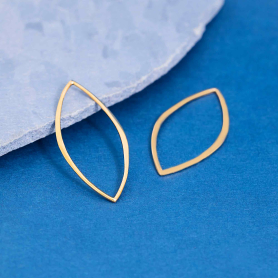 Bronze Hammered Marquis Link 32x15mm