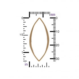 Bronze Hammered Marquis Link 32x15mm with ruler