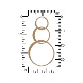 Bronze Three Circles of Life Link 19x36mm with ruler
