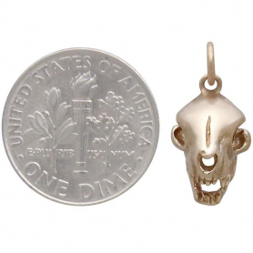 Bronze Cat Skull Charm 18x9mm