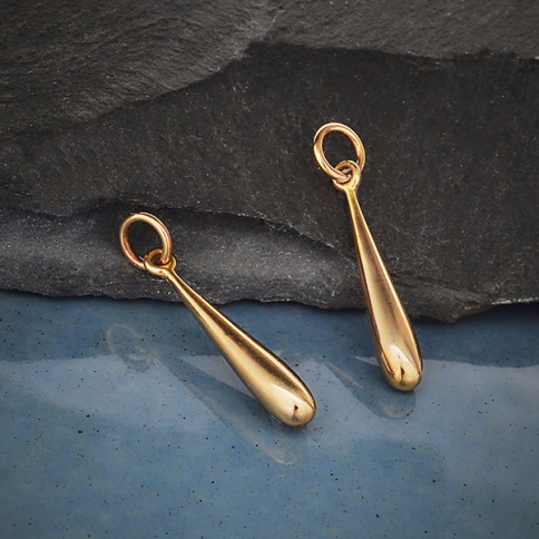 Bronze Solid Teardrop Charm -24mm