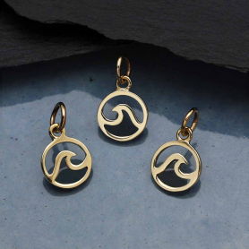Bronze Mini Openwork Wave Charm 14x8mm