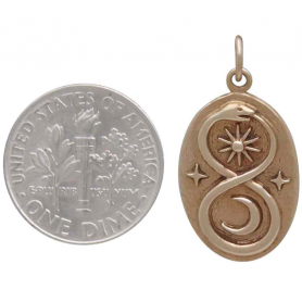 Bronze Infinity Snake Pendant with Sun and Moon 26x13mm