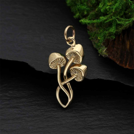 Bronze Three Mushroom Charm 25x12mm