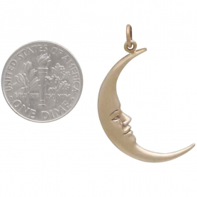 Bronze Large Smiling Moon Pendant 32x17mm