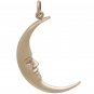 Bronze Large Smiling Moon Pendant 32x17mm