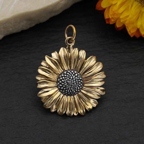 Bronze Daisy Pendant with Silver Center