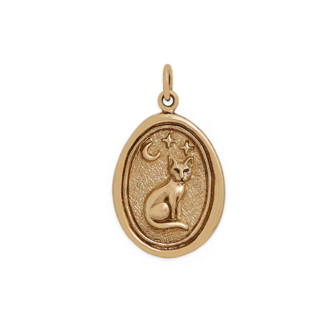 Bronze Wax Seal Sitting Cat Charm