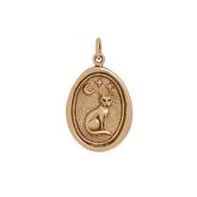 Bronze Wax Seal Sitting Cat Charm 25x15mm