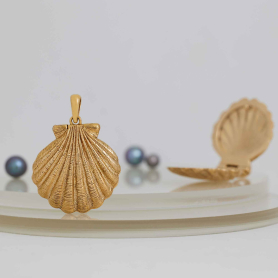 Bronze Shell Locket open and closed view