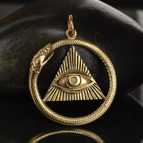 All Seeing Eye and Ouroboros Pendant - Bronze 26x21mm