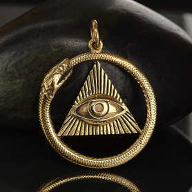 All Seeing Eye and Ouroboros Pendant - Bronze 26x21mm