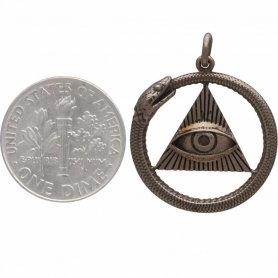 All Seeing Eye and Ouroboros Pendant - Bronze 26x21mm