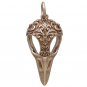 Bronze Raven Skull Charm with Scroll Carving 28x11mm