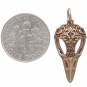 Bronze Raven Skull Charm with Scroll Carving 28x11mm
