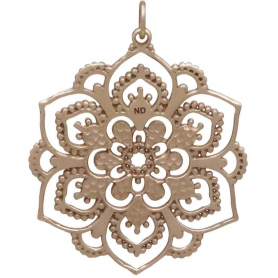 Bronze Openwork Lotus Mandala Pendant 37x30mm