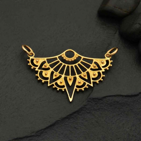 Bronze Half Mandala Festoon Pendant 23x30mm