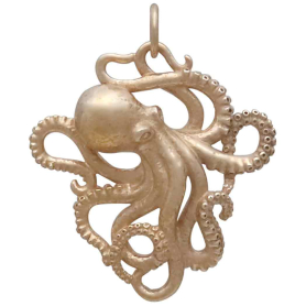 Bronze Detailed Octopus Charm Front View