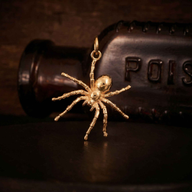 Bronze Tarantula Charm on dark background