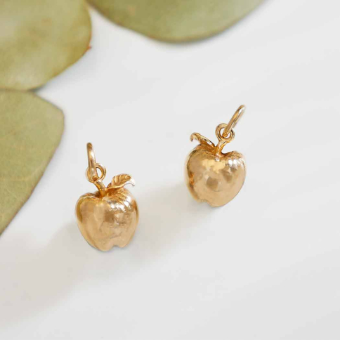 Bronze 3D Golden Apple Charm 16x9mm