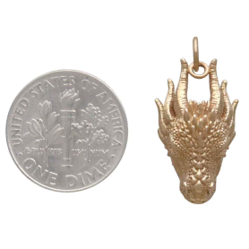 Bronze Dragon Head Charm with Dime