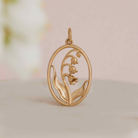Bronze Dimensional Lily of the Valley Charm in Frame