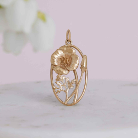 Bronze California Poppy Charm
