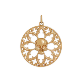 Bronze Gothic Window Pendant with Skull 31x25mm