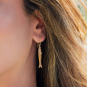 Bronze Sardine Earrings on ear