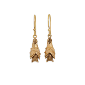 Bronze Hanging Bat Dangle Earrings 32x8mm