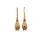 Bronze Hanging Bat Earrings on Gold Fill Ear Wires 32x8mm