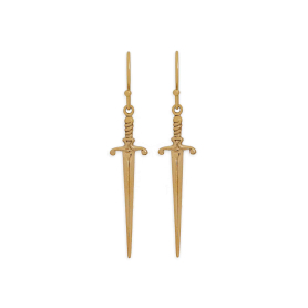 Bronze Sword Dangle Earrings 50x10mm