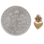Bronze Heart Post Earrings with Flame with Dime