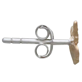 Bronze Textured Butterfly Post Earrings Side View