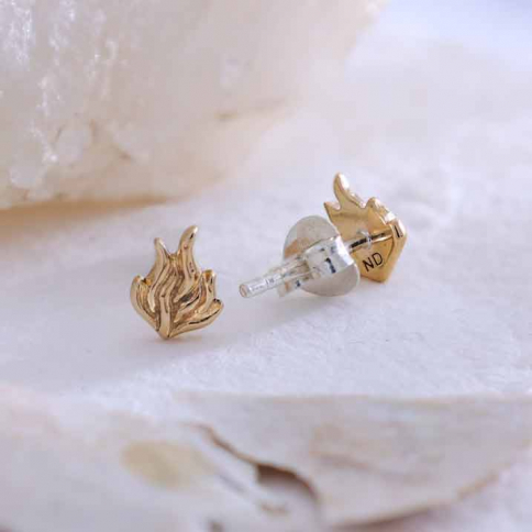 Bronze Fire Flame Post Earrings 