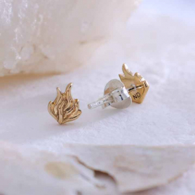 Bronze Fire Flame Post Earrings 7x5mm